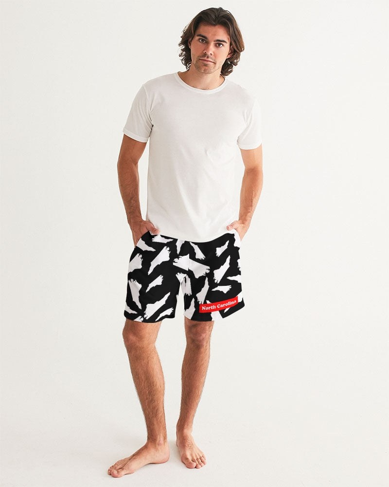 North Carolina black and white Camouflage Mens Swim Trunk