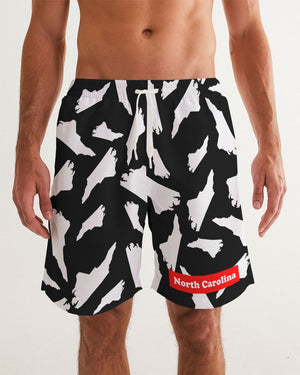 North Carolina black and white Camouflage Mens Swim Trunk