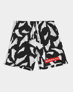 North Carolina black and white Camouflage Mens Swim Trunk