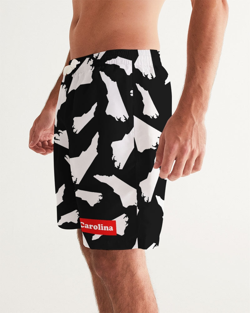 North Carolina black and white Camouflage Mens Swim Trunk