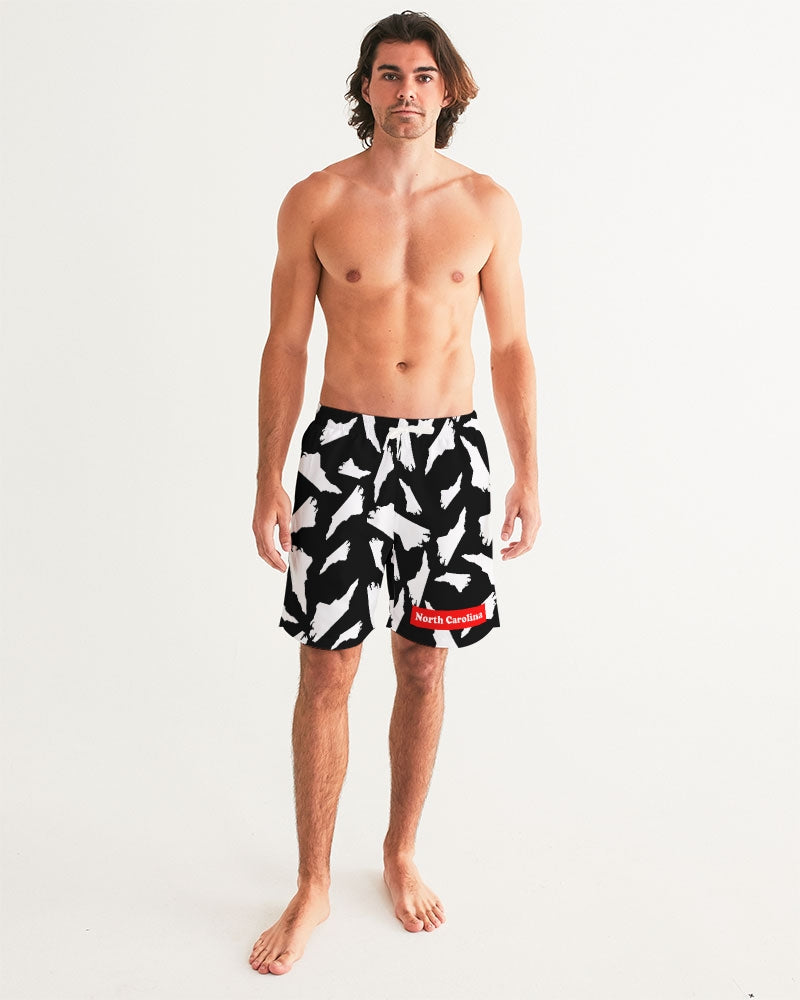 North Carolina black and white Camouflage Mens Swim Trunk