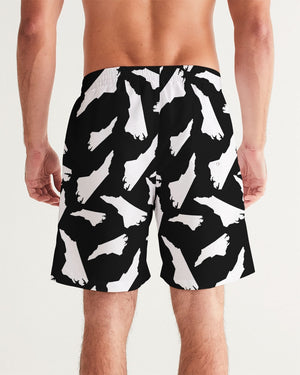 North Carolina black and white Camouflage Mens Swim Trunk